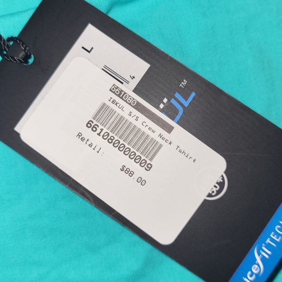 IBKUL Men's Cool Feel T Shirt Size Large NWT UPF 50 Aqua Blue - Picture 8 of 10